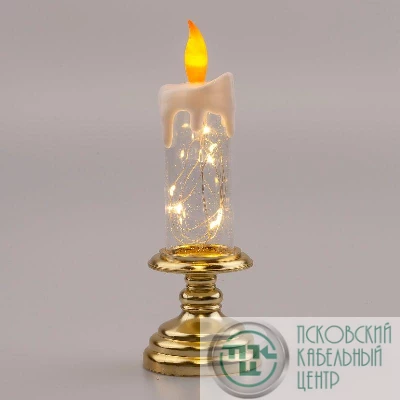 Светильник декоративный новогодний "Свеча" EGNDS-03 тепл. бел. 10 LED h=20см 2хААА IP20 Эра Б0051934