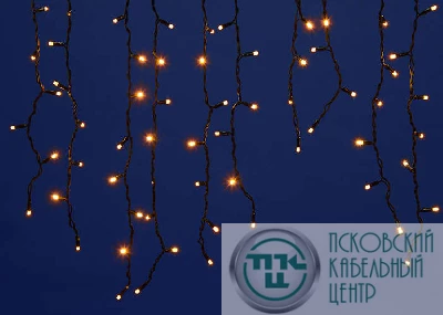 Гирлянда "Бахрома" светодиодная ULD-B3010-200/TBK WARM WHITE IP67 с эффектом мерцания Uniel UL-00003934