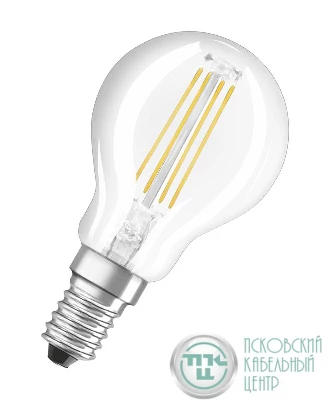 Лампа светодиодная филаментная LED STAR CLASSIC P 60 5W/840 5Вт шар 4000К нейтр. бел. E14 600лм 220-240В прозр. стекл. OSRAM 4058075212480