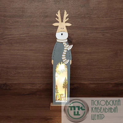 Фигура деревянная с подсветкой "Рождественский олень" 11х5х47см NEON-NIGHT 504-007