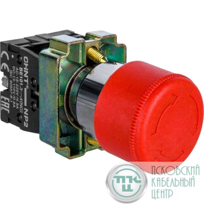 Кнопка управления "Грибок" d40мм (2) с фиксацией NP2-BS545 без подсветки красн. 1НЗ +1НО IP40 CHINT 574863