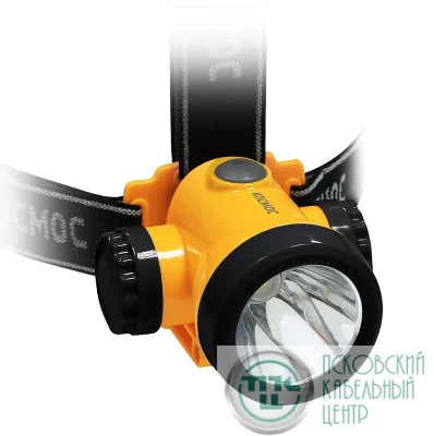 Фонарь аккумуляторный налобный H3W LED 3Вт 2 режима литиевый аккум. 1.5А.ч ЗУ USB КОСМОС KOCH3WLi-On
