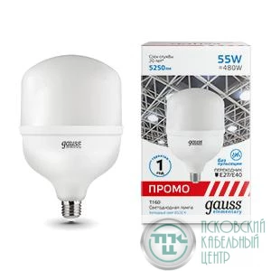 Лампа светодиодная Elementary T160 55Вт 6500К E40 5250лм Promo Gauss 60436