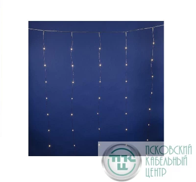 Занавес LED со статическим свечением ULD-C1510-100/STA WARM WHITE IP44 1.5х1м 100 диодов тепл. бел. свет провод прозр. Uniel UL-00007249