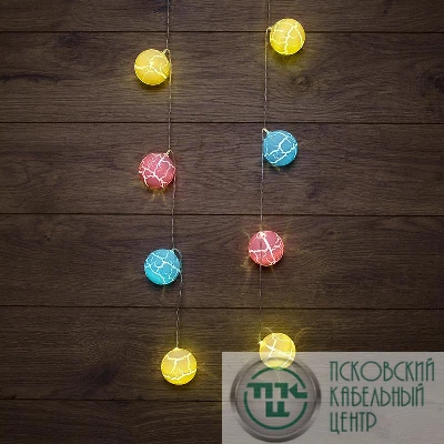 Гирлянда светодиодная "Карамельки" 1.5м 10LED тепл. бел. провод прозр. питание 2хAA (батарейки не в комплекте) Neon-Night 303-082