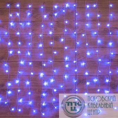 Гирлянда "Светодиодный Дождь" 2.5x2м свечение с динамикой 300LED син. 230В провод прозр. Neon-Night 235-053