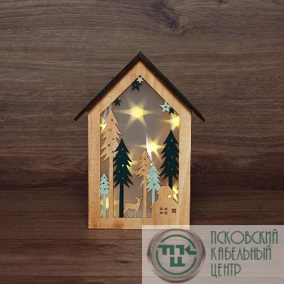 Фигура деревянная с подсветкой "Домик в лесу" 19х6х26см NEON-NIGHT 504-024