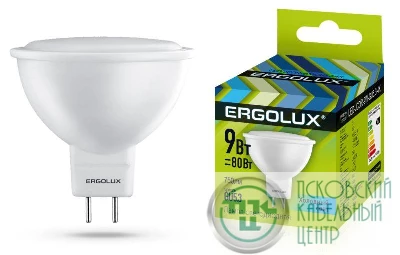 Лампа светодиодная LED-JCDR-9W-GU5.3-4K JCDR 9Вт GU5.3 4500К 172-265В Ergolux 13625