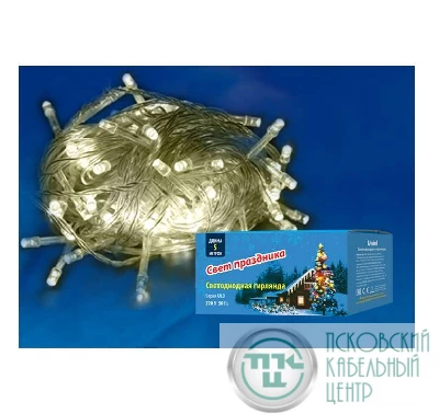 Гирлянда светодиодная ULD-S0500-050/DTA WARM WHITE IP20 5м с контроллером 50 светодиодов тепл. бел. провод прозр. Uniel UL-00005256