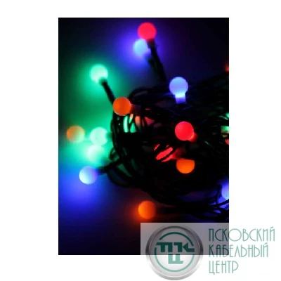 Гирлянда декоративная "Маленькие шарики cherry" 30LED 4.4м (2.9+1.5м) зел. провод IP20 мультиколор Космос KOC_GIR30LEDBALL_RGB