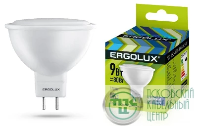 Лампа светодиодная LED-JCDR-9W-GU5.3-6K JCDR 9Вт GU5.3 6500К 172-265В Ergolux 13626