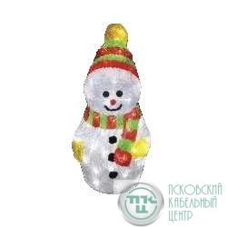 Фигура акриловая "Снеговик с шарфом" 30см 40LED 2Вт 24В IP44 (с трансф.) бел. NEON-NIGHT 513-275
