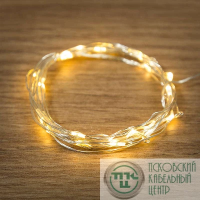 Гирлянда "Роса" 2м 20LED тепл. бел. тонкий батарейный блок NEON-NIGHT 303-006-1