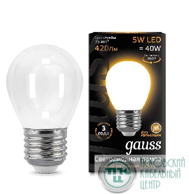 Лампа светодиодная Black Filament Шар E27 5Вт 2700К OPAL Gauss 105202105