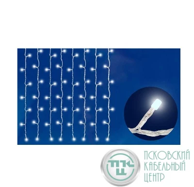 Занавес светодиодный ULD-C1515-160/TWK WHITE IP67 с эффектом мерцания 1.5х1.5м соединяемый 160LED бел. свет провод бел. Uniel UL-00001355