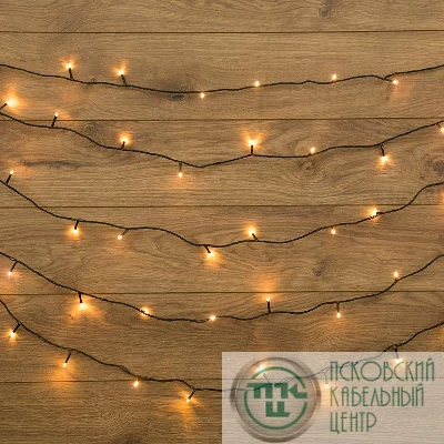 Гирлянда светодиодная "Твинкл Лайт" 20м 160LED тепл. бел. 10Вт 220-240В IP20 с контроллером 8 режимов провод ПВХ темн. зел. Neon-Night 303-116