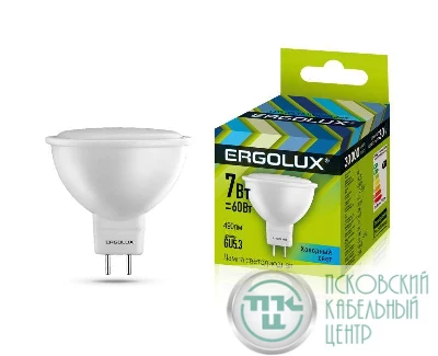 Лампа светодиодная LED-JCDR-7W-GU5.3-4500K JCDR 172-265В Ergolux 12159