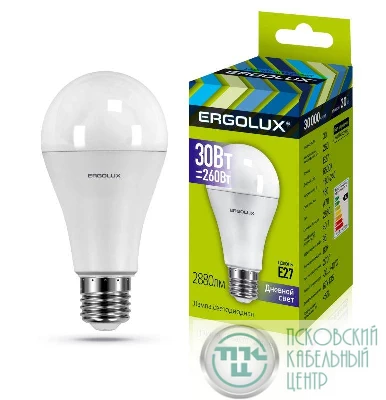 Лампа светодиодная LED-A70-30W-E27-6K ЛОН 30Вт E27 6500К 180-240В Ergolux 14230