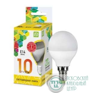 Лампа светодиодная LED-ШАР-std 10Вт 230В E14 3000К 900Лм ASD 4690612015446