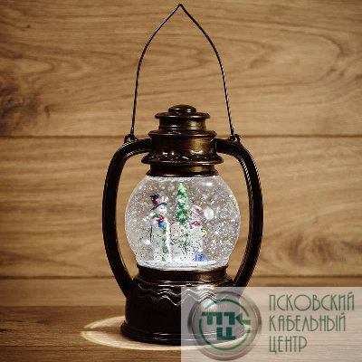 Фонарь декоративный "Снеговики" с эффектом снегопада и подсветкой бел. Neon-Night 501-061