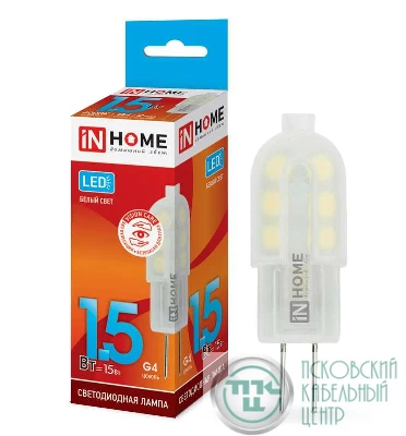 Лампа светодиодная LED-JC-VC 1.5Вт 12В G4 4000К 135Лм IN HOME 4690612019758