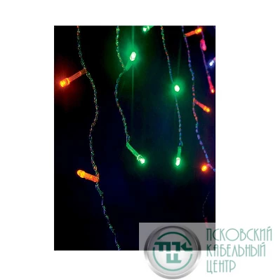 Гирлянда "Световая бахрома" 2х0.5м 100LED 8 режимов мигания IP20 мультиколор провод прозр. 1.5м Космос KOC_CUR100_RGB