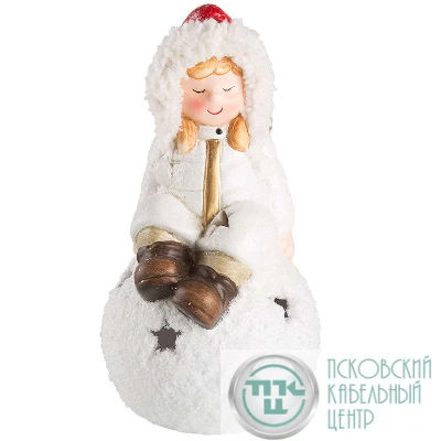 Фигура керамическая "Снегурочка на шаре" 9х8х16см Neon-Night 505-009