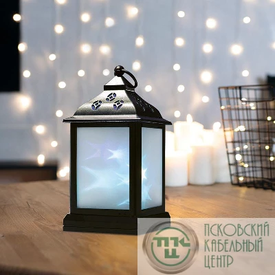 Фонарь декоративный 11х11х22.5см RGB эффект мерцания корпус черн. Neon-Night 513-064