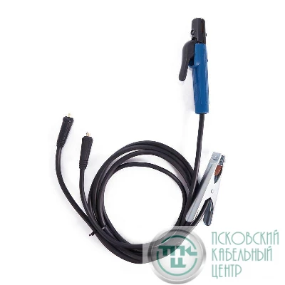 Комплект сварочных проводов КГ 1х16 с электрододержателем с клеммой для подключения к массе вилка СКР 10-25 5м Rexant 16-0773
