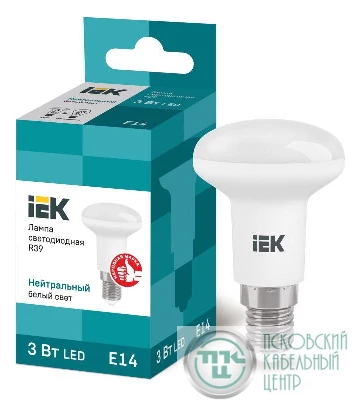 Лампа светодиодная 3Вт R39 4000К нейтр. бел. E14 270лм 230-240В IEK LLE-R39-3-230-40-E14