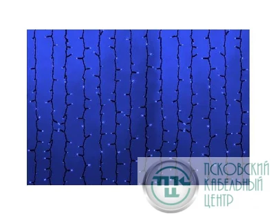 Гирлянда Дождь "ПЛЕЙ-ЛАЙТ" 2х1.5м 360LED 22Вт IP44 230В син.; фиксинг темн. зел. NEON-NIGHT 235-123
