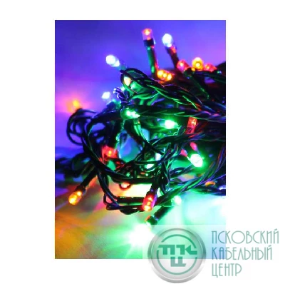 Гирлянда светодиодная 100LED зел. провод 10.8м 8 режимов мигания IP20 мультиколор Космос KOC_GIR100LED_RGB