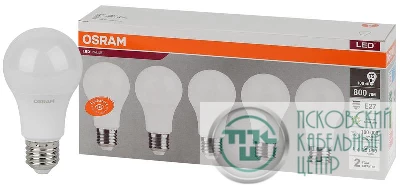 Лампа светодиодная LED Value LVCLA75 10SW/830 230В E27 2х5 RU (уп.5шт) OSRAM 4058075577718