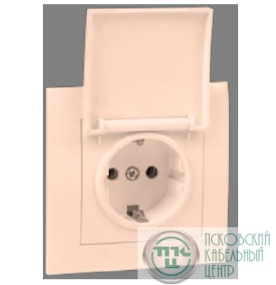 Розетка 1-м СП Валенсия 16А с заземл. с крышкой защ. шторки крем. PROxima EKF EWV10-124-20