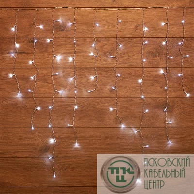 Гирлянда светодиодная "Бахрома" 3х0.8м 200LED бел. провод прозр. Neon-Night 255-065