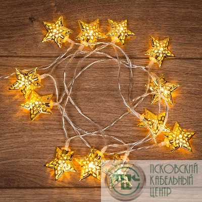 Гирлянда светодиодная "Звезды" на солнечной батарее 12LED тепл. бел. 1.2м Neon-Night 303-070