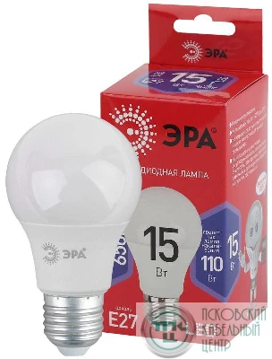 Лампа светодиодная ECO LED A60-15W-865-E27 R (диод груша 15Вт холодн E27) (10/100/1500) ЭРА Б0046357