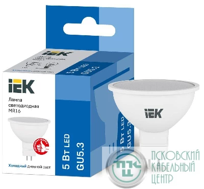 Лампа светодиодная MR16 софит 5Вт 230В 6500К GU5.3 IEK LLE-MR16-5-230-65-GU5