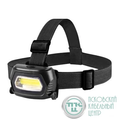 Фонарь налобный аккумуляторный HLA 07B 3Вт LED 200лм 8ч 3 реж. з/у 230В черн. IN HOME 4690612031880
