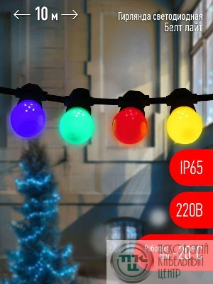 Гирлянда "Белт Лайт" 10м 30LED шаг 30см мультиколор 220В каучуковая изоляция IP65 ЭРА Б0047955