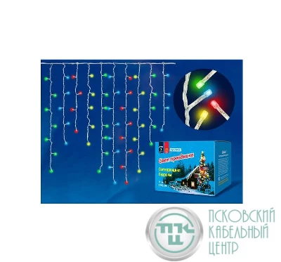 Гирлянда "Бахрома" светодиодная ULD-B3010-200/DTA MULTI IP20 с контроллером 3м 200 светодиодов свет разноцветный провод прозр. Uniel UL-00002270