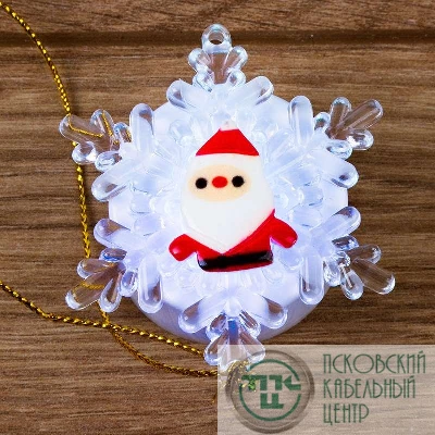 Фигура светодиодная "Дед мороз на снежинке" RGB на присоске 5.5х5.5см Neon-Night 501-039