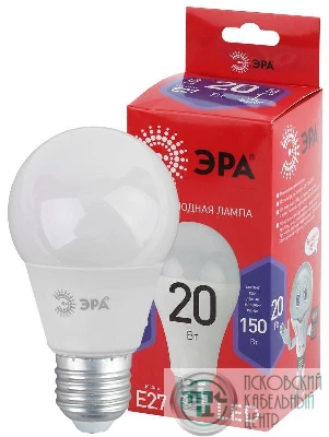 Лампа светодиодная ECO LED A65-20W-865-E27 R (диод груша 20Вт холодн E27) (10/100/1200) ЭРА Б0045326