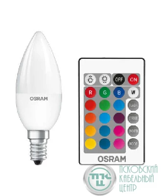 Лампа светодиодная LED STAR+ DIM с пультом B 25 4.5W/827 свеча 4.5Вт 2700К тепл. бел. E14 250лм 220-240В мат. пласт. OSRAM 4058075045736