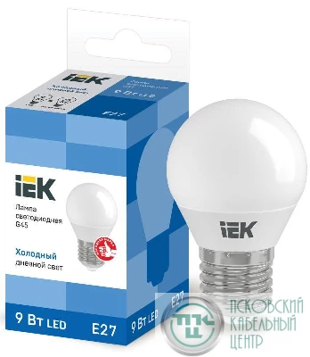 Лампа светодиодная G45 9Вт шар 6500К E27 230В IEK LLE-G45-9-230-65-E27