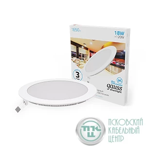 Светильник светодиодный Slim 225х22 18Вт 6500К 1560лм IP20 180-265В круг монтаж. отв. d210 Gauss 939111318