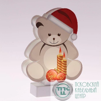 Светильник декоративный новогодний "Мишка" EGNDS-07 холодн. бел. LED h=24см 3хАА IP20 Эра Б0051931