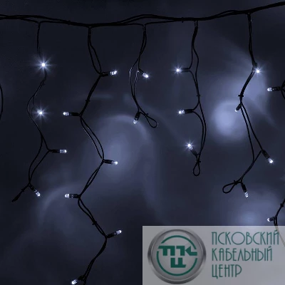 Гирлянда светодиодная "Айсикл" (бахрома) 4х0.6м 128LED бел. 10Вт 230В IP67 провод каучук черн. Neon-Night 255-225