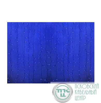 Гирлянда Дождь "ПЛЕЙ-ЛАЙТ" 2х1.5м 192LED 12Вт 220В IP44 син. прозр. провод NEON-NIGHT 235-303-6