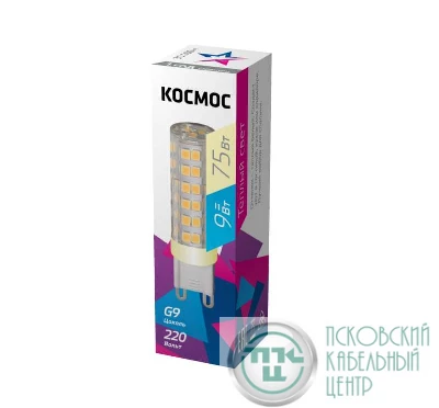Лампа светодиодная 9Вт 220В G9 3000К КОСМОС LksmLED9WG9C3000pc